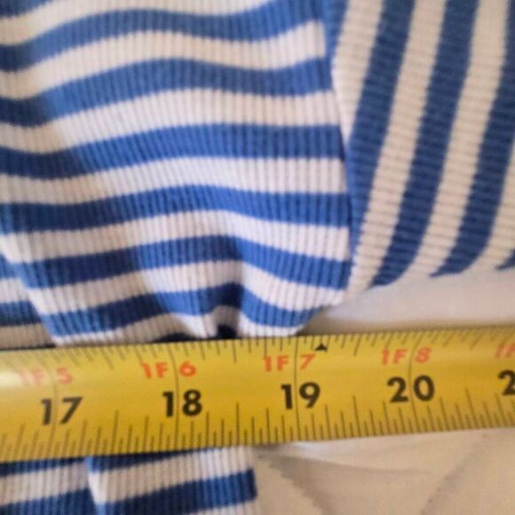 T By Talbots Womens Striped Cotton Blend Ribbed Knit Tee Blue White Small - Picture 6 of 10